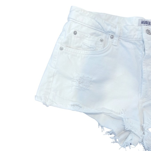 Agolde White Distressed Shorts. - Picture 8 of 10